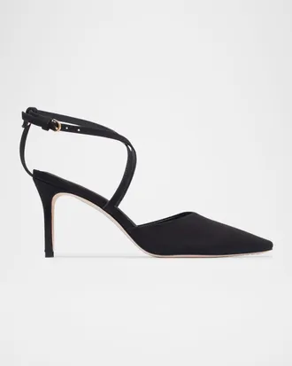 Bernardo Yazmin Suede Crossover-Strap Pumps