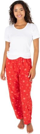 Leveret Womens Fleece Holiday Pajama Pants in Snowflake Red at Nordstrom, Size X-Large