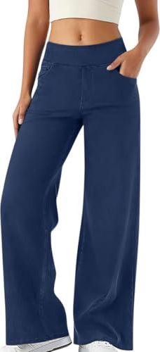 Minetom Femme Jean Taille Elastique Jeggings Taille Haute Bootcut