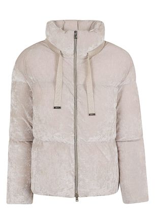 Herno Iridescent Chenille-Effect Down Jacket With Wrap-Around Collar