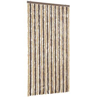 vidaXL Cortina Antimoscas Chenilla Marr&oacute;n Oscuro Y Beige 90x200 Cm Vidaxl