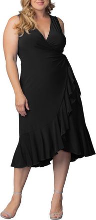 Kiyonna Laguna Sleeveless Wrap Dress in Black Noir at Nordstrom, Size 0X