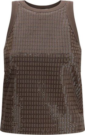 Brunello Cucinelli Brown Cotton Tank Womens Tops