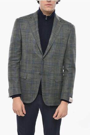 Corneliani Wool Single Breasted GATE Blazer With Check Motif size 52
