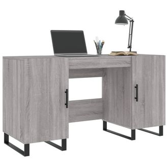 Berkfield Home Elegant Desk Grey Sonoma 140x50x75 cm Engineered Wood | Size: 140 x 50 x 75 cm