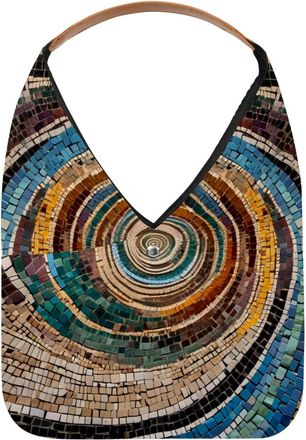 Generic Mosaic Spiral Pattern Reusable Lightweight Grocery Bags - Foldable Into Compact Pouch, Washable & Sturdy, Multipurpose for Shopping and Travel