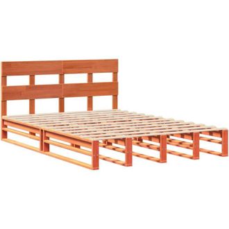 vidaXL Vidaxl - Cama Sin Colch&oacute;n Madera Maciza De Pino Marr&oacute;n Cera 140x200 Cm