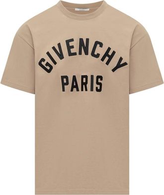 Givenchy T-shirt met Geborduurd Logo - Heren - T-shirts - Beige - S - Katoen - Tops