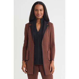 Misook Hertiage Two-Tone Knit Jacket in Truffle/black at Nordstrom, Size Xx-Large