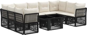 vidaXL Conjunto De Sof&aacute;s De Jard&iacute;n 10 Uds. Negro Rat&aacute;n Sint&eacute;tico Vidaxl