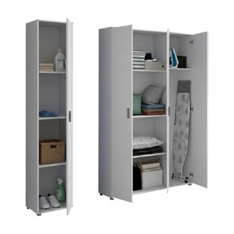 Dmora Armario Multiuso Grande Stazzona, Modular, 7 Estantes, 4 Puertas, 155x190h Cm Blanco