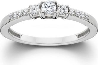 Pompeii3 1/2ct Three Stone Round Diamond Engagement Ring 14K White Gold Size Selectable
