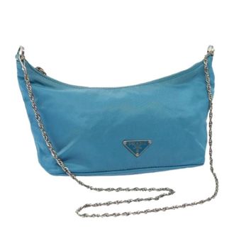 Prada Pre-owned Shoulder Bags, female, Blue, Size: ONE SIZE Pre-owned Vintage Nylon Shoulder Bag