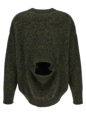 Loewe Double-Neck Melange Wool Sweater - olive