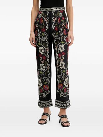 Farm Rio Broek met bloemenprint - Zwart
