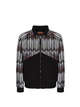 Missoni Wool-Blend Bomber Jacket With Zigzag Insert