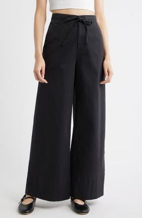 Treasure & Bond Drawstring Wide Leg Pants in Black Jet at Nordstrom Rack, Size Xx-Small