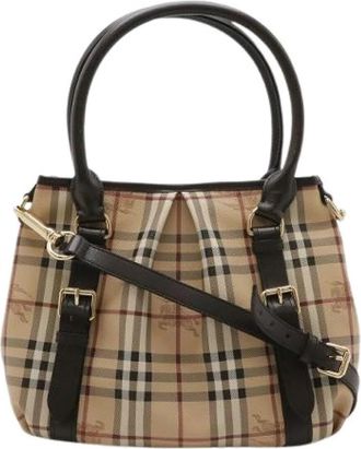 Burberry Pre-owned PVC Tote Bag - Dames - Vintage Handtas - Beige - ONE Size - Leer - Vintage