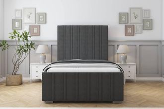 Sloomy Radcliffe Dumfries Frame-Mattress - 50 Upholstered Headboard in Dark Grey | Size: Small Single