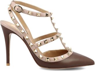 Valentino Garavani Rockstud Ankle Strap Pump - Dames - Pumps - Bruin - 41 EU - Leer - Schoenen