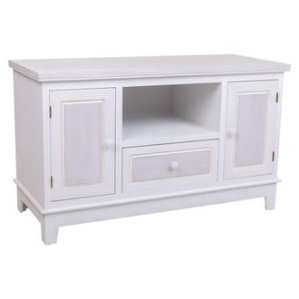 Wanderlust Deco Mueble bajo de madera de blanco 100x42x60 h cm