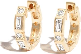 Sydney Evan 14kt yellow gold diamond huggie earrings - women - Diamond/14kt Yellow Gold - One Size
