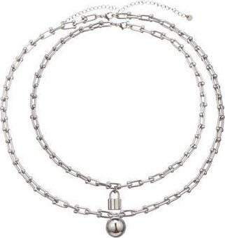 Eye Candy Los Angeles Mens Liam Lock Pendant Paperclip Necklace in Silver at Nordstrom Rack