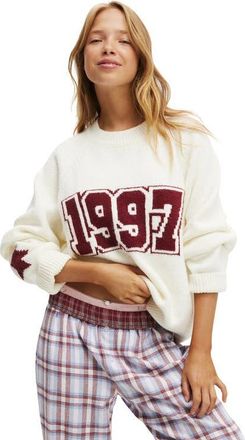 Cotton On Womens Chunky Knitted Jumper in Coconut Milk 1997 Star at Nordstrom, Size X-Small
