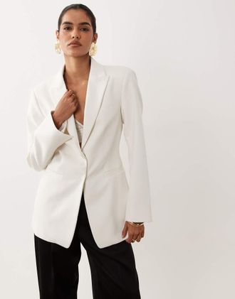 Asos blazer sartoriale con vita stretta color crema-Bianco