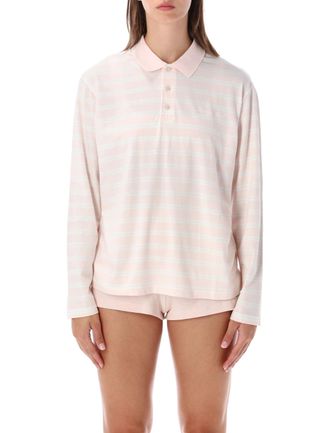Sporty & Rich Striped Long-Sleeve Polo Shirt