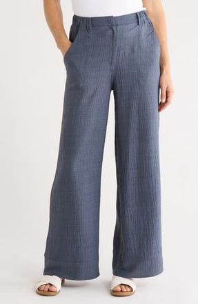 Max Studio Easy Wide Leg Pants in Heather Blue Steel at Nordstrom Rack, Size X-Small