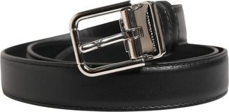 Dolce & Gabbana Men Black Classic Leather Metal Buckle Mens Belt