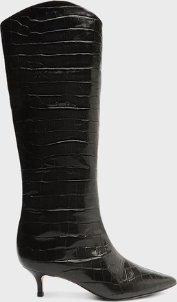 Schutz Maryana Croc-Embossed Leather Boots