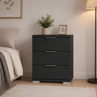 Dmora C&oacute;moda Laharo, 3 Cajones, Apertura Y Cierre Deslizante, 46x42x61h Cm, Negro Antracita