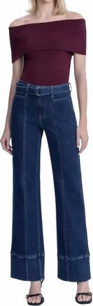 Flying Monkey Jubilant Super High Rise Belt Strap Vintage Flare Jeans In Dark Wash