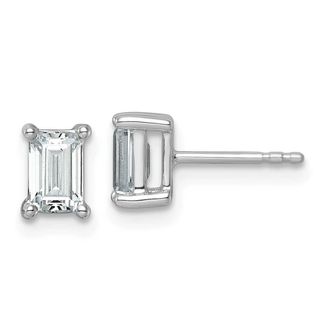 Diamond2Deal 14k White Gold 1 1/2 ct Emerald Lab Grown Diamond Stud Earrings VS Clarity, G-H Color