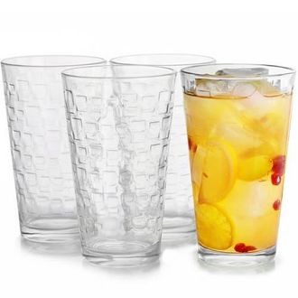Gibson Home Great Foundations 4-Piece 16 oz. Tumbler Set, Square Pattern in Clear at Nordstrom