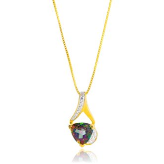 MAX + STONE 14k Yellow Gold Plated 8mm Cushion Cut Birthstone Solitaire Pendant Necklace