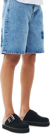 Ganni Suede Feminine Buckle Mules in Black Responsible Size 3 Womens