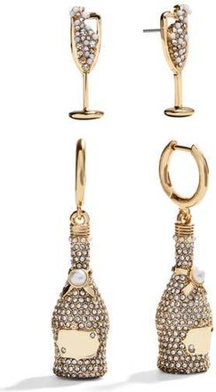 BaubleBar Whats Poppin Set of 2 Earrings in Clear/Gold at Nordstrom Rack