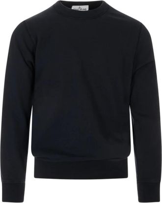 Stone Island Cotton Fleece Sweatshirt - Heren - Sweatshirts - Blauw - M - Katoen - Hoodies & sweatvesten