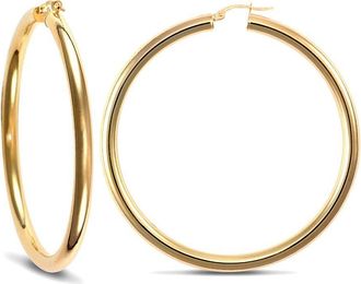Jewelco London 9ct Gold Polished 4mm Hoop Earrings 57mm - JER184
