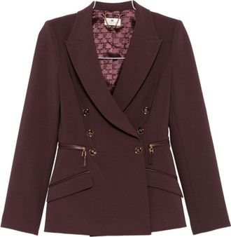 Elisabetta Franchi Double-Breasted Burgundy Jacket With Structured Shoulders