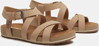 Timberland Womens Timberland Malibu Waves Cross Strap Nubuck Womens Sandals - Mid Beige - Brown - Size: 5/E