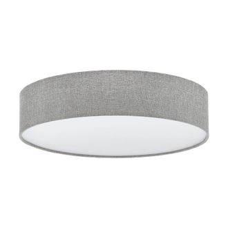 Loops Flush Ceiling Light Colour White Shade Grey White Fabric Linen Bulb E27 3x60W