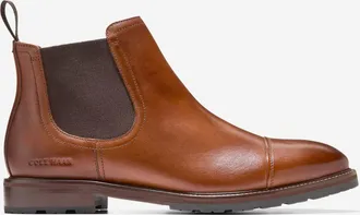 Cole Haan Mens Berkshire Lug Cap Toe Chelsea Boots - Brown Size 10.5 Water-Resistant