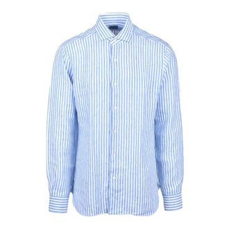 Barba Linnen Overhemd - Klassieke Stijl - Heren - Casual Overhemden - Blauw - L - Linnen - Overhemden