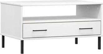 vidaXL Vidaxl - Coffee Table with Metal Legs White 85x50x45cm Solid Wood oslo