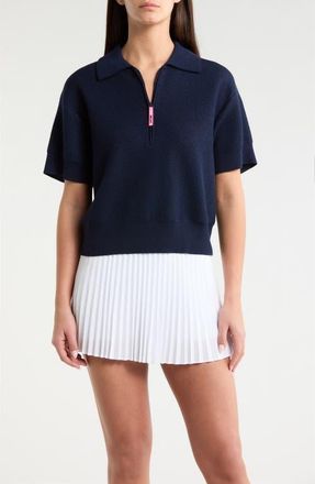 G/Fore Merino Wool Blend Short Sleeve Quarter Zip Golf Sweater in Twilight at Nordstrom, Size X-Small