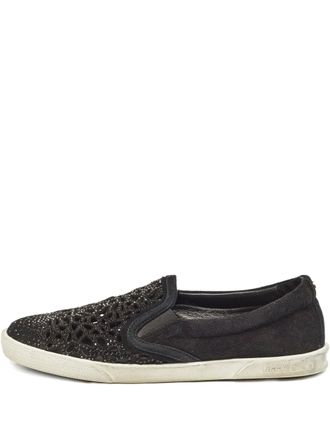 Jimmy Choo London crystal-embellished slip-on sneakers - Black